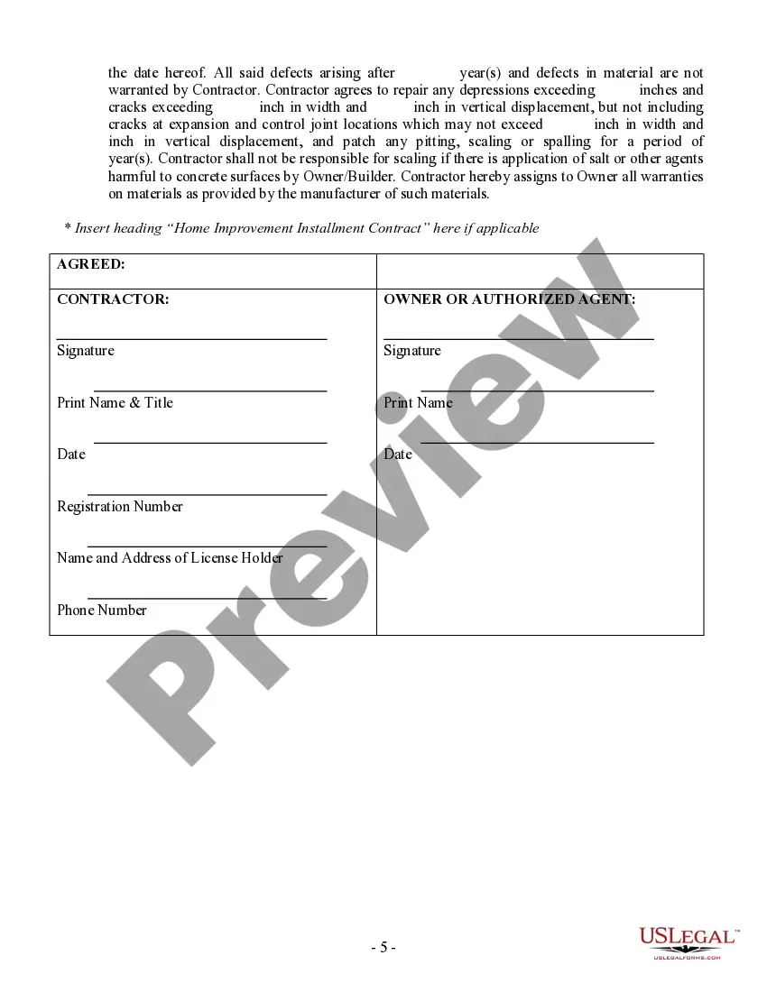 Preview Concrete Mason Contract for Contractor