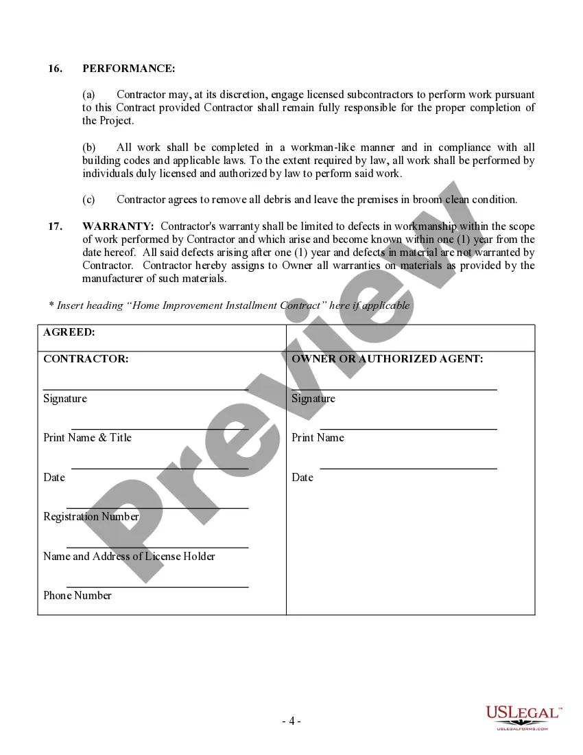 Preview Site Work Contract for Contractor