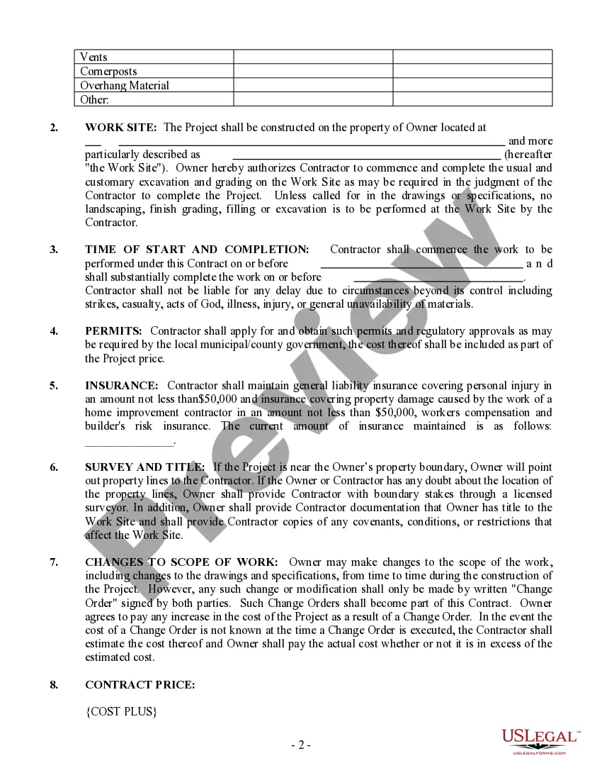 Preview Siding Contract for Contractor