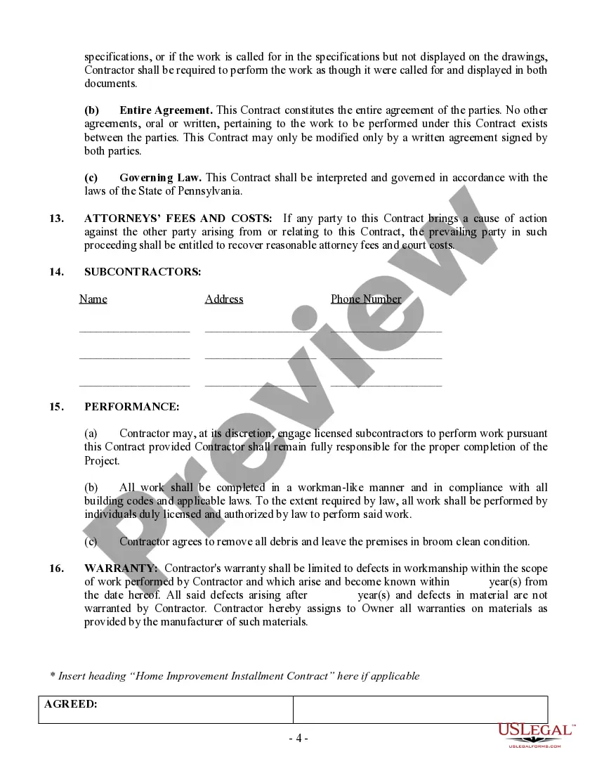 Preview Siding Contract for Contractor