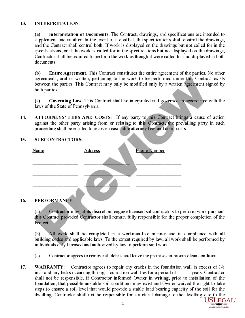 Get Foundation Contract for Contractor Preview Foundation Contract for Contractor