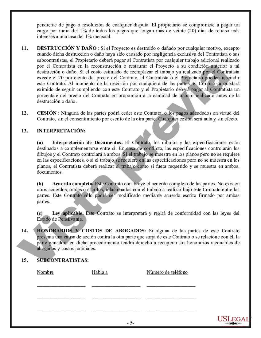 Preview Contrato de plomería para contratista