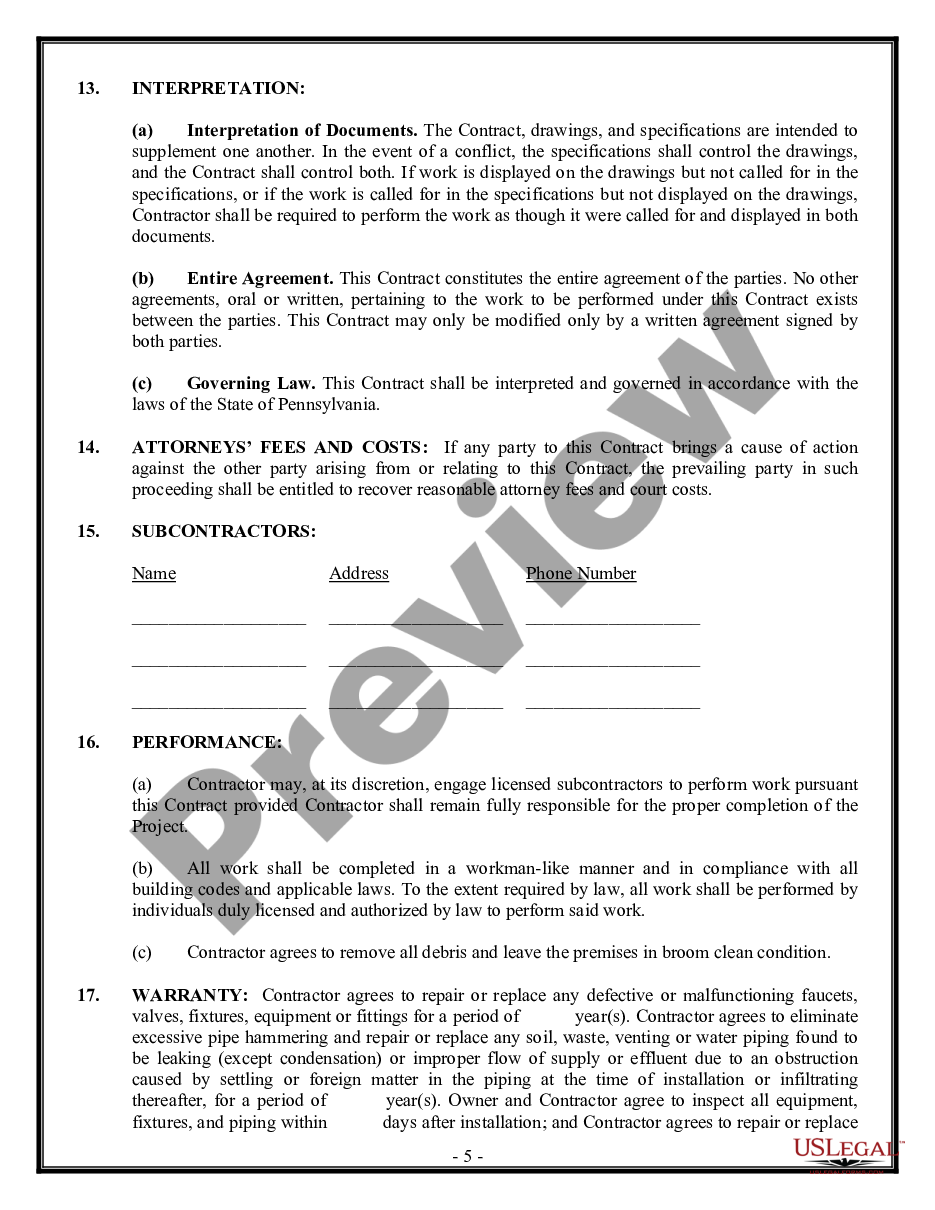 page 4 Plumbing Contract for Contractor preview