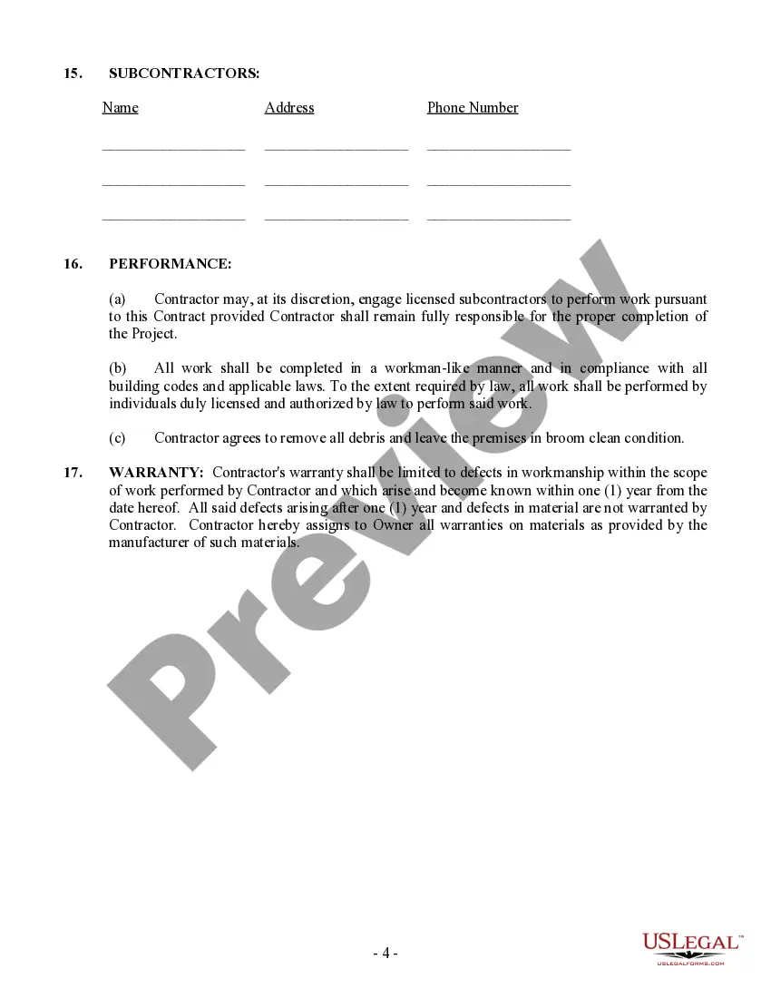 Preview Brick Mason Contract for Contractor