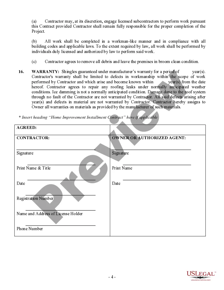 Get Roofing Contract for Contractor Preview Roofing Contract for Contractor