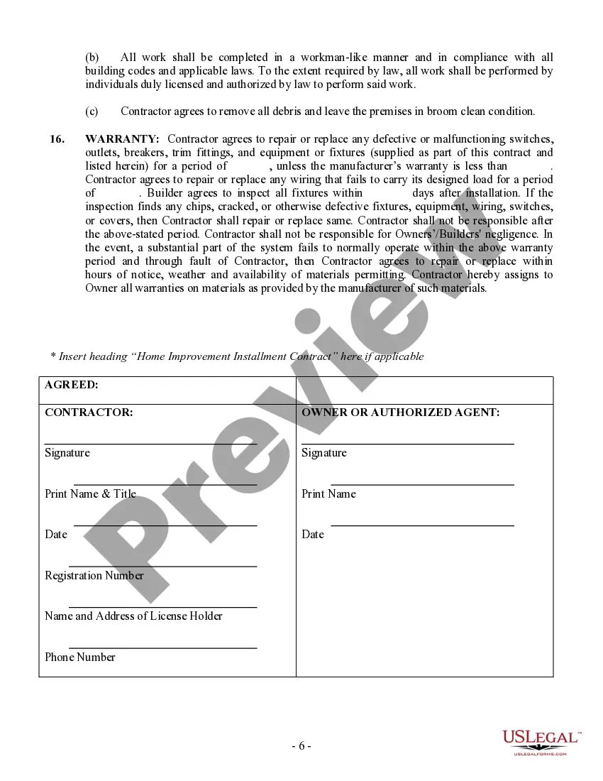 Preview Electrical Contract for Contractor