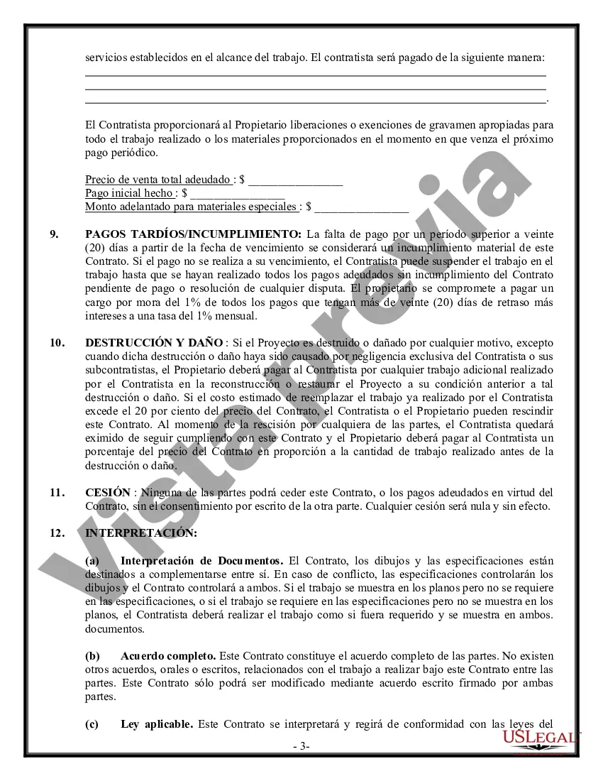 Preview Contrato de paneles de yeso de yeso para contratista