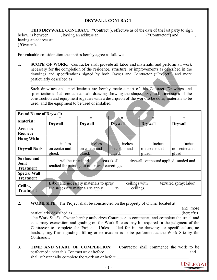 Free Drywall Contract Template