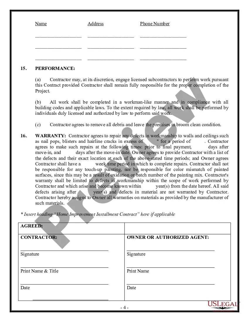 Preview Sheetrock Drywall Contract for Contractor