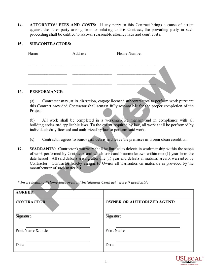 Preview Flooring Contract for Contractor