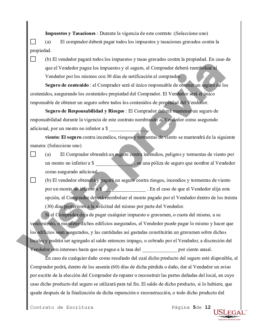 Preview Acuerdo o Contrato de Escritura de Venta y Compra de Bienes Raíces a/k/a Terreno o Contrato de Ejecución