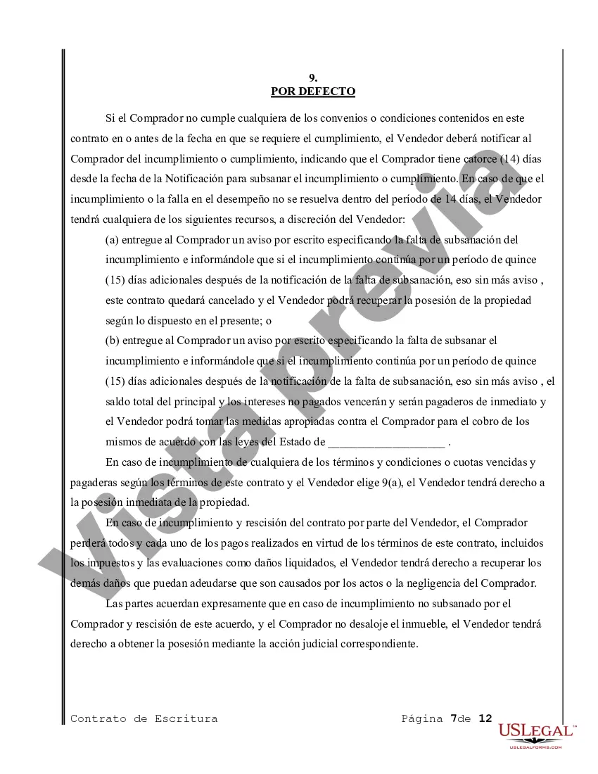 Preview Acuerdo o Contrato de Escritura de Venta y Compra de Bienes Raíces a/k/a Terreno o Contrato de Ejecución