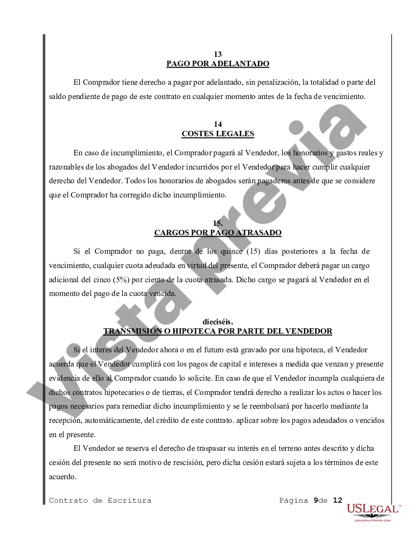Preview Acuerdo o Contrato de Escritura de Venta y Compra de Bienes Raíces a/k/a Terreno o Contrato de Ejecución