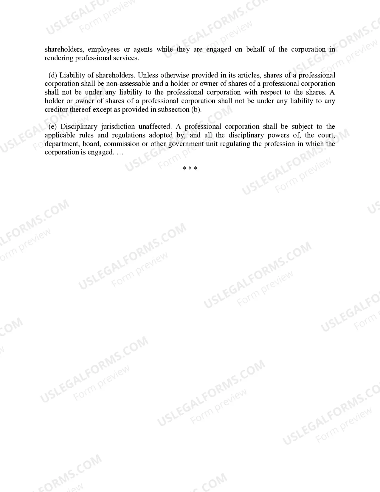 Preview Professional Corporation Package for Pennsylvania