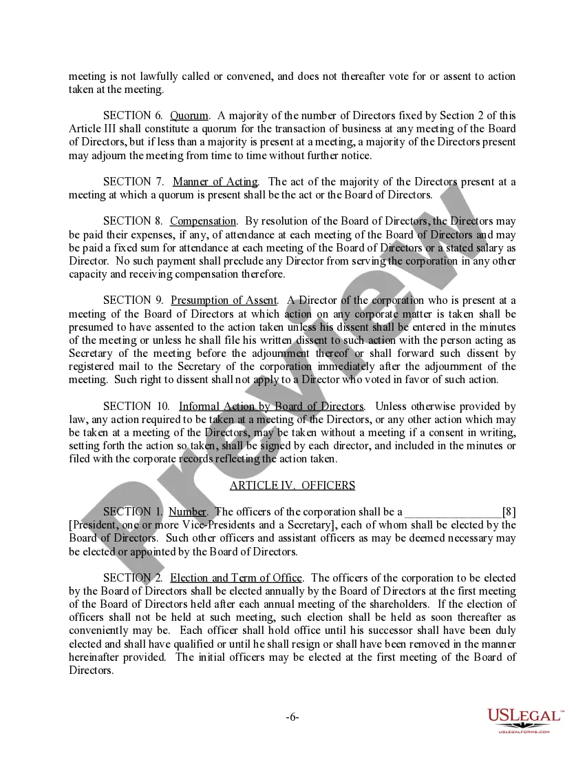 Preview Pennsylvania Bylaws for Corporation