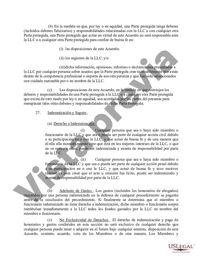 Preview Acuerdo Operativo de Sociedad de Responsabilidad Limitada LLC