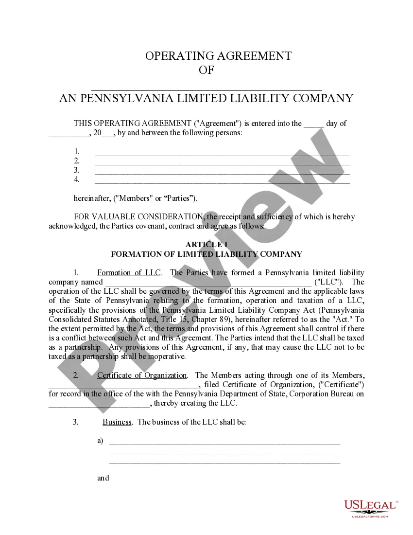 Get Limited Liability Company LLC Operating Agreement Preview Limited Liability Company LLC Operating Agreement