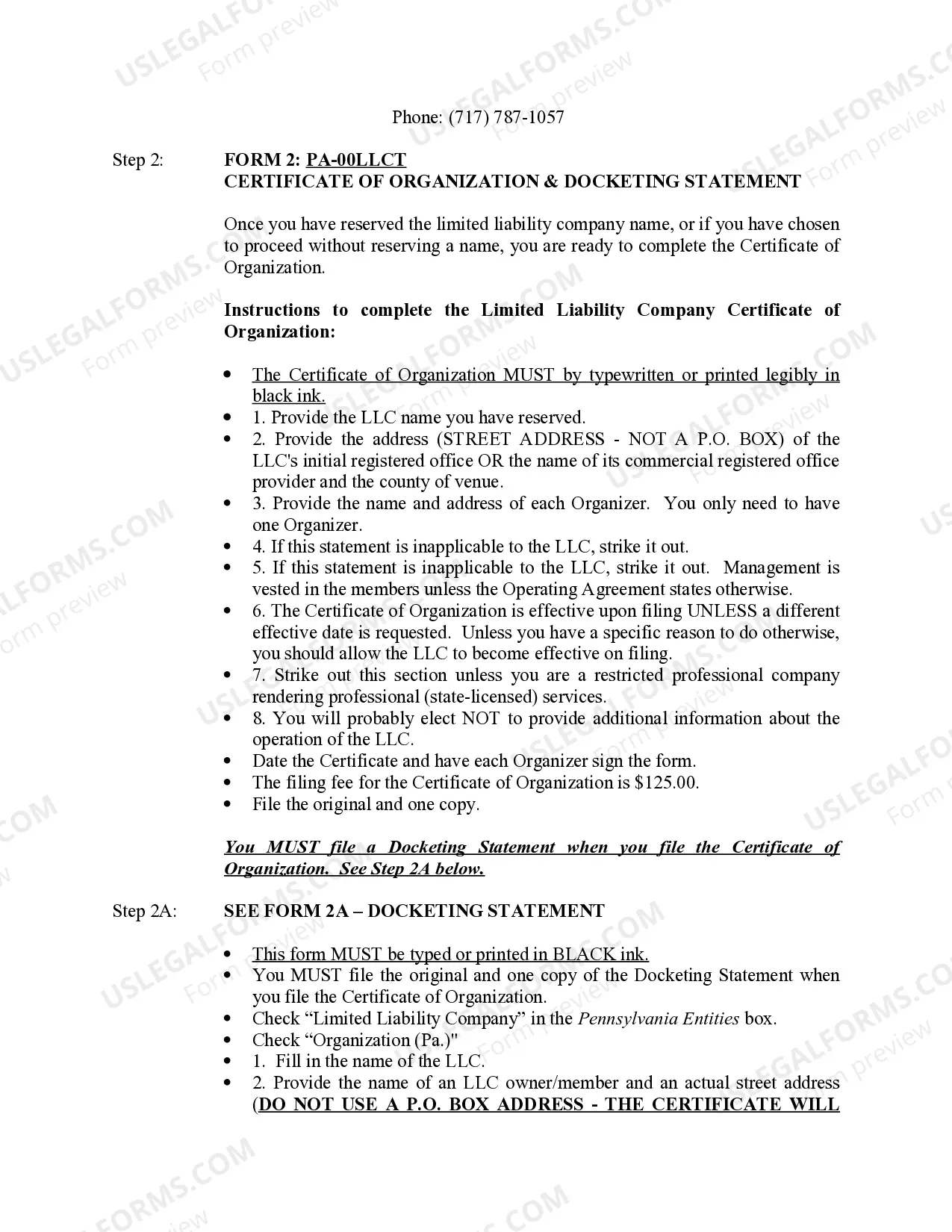 Preview Pennsylvania Limited Liability Company LLC Formation Package