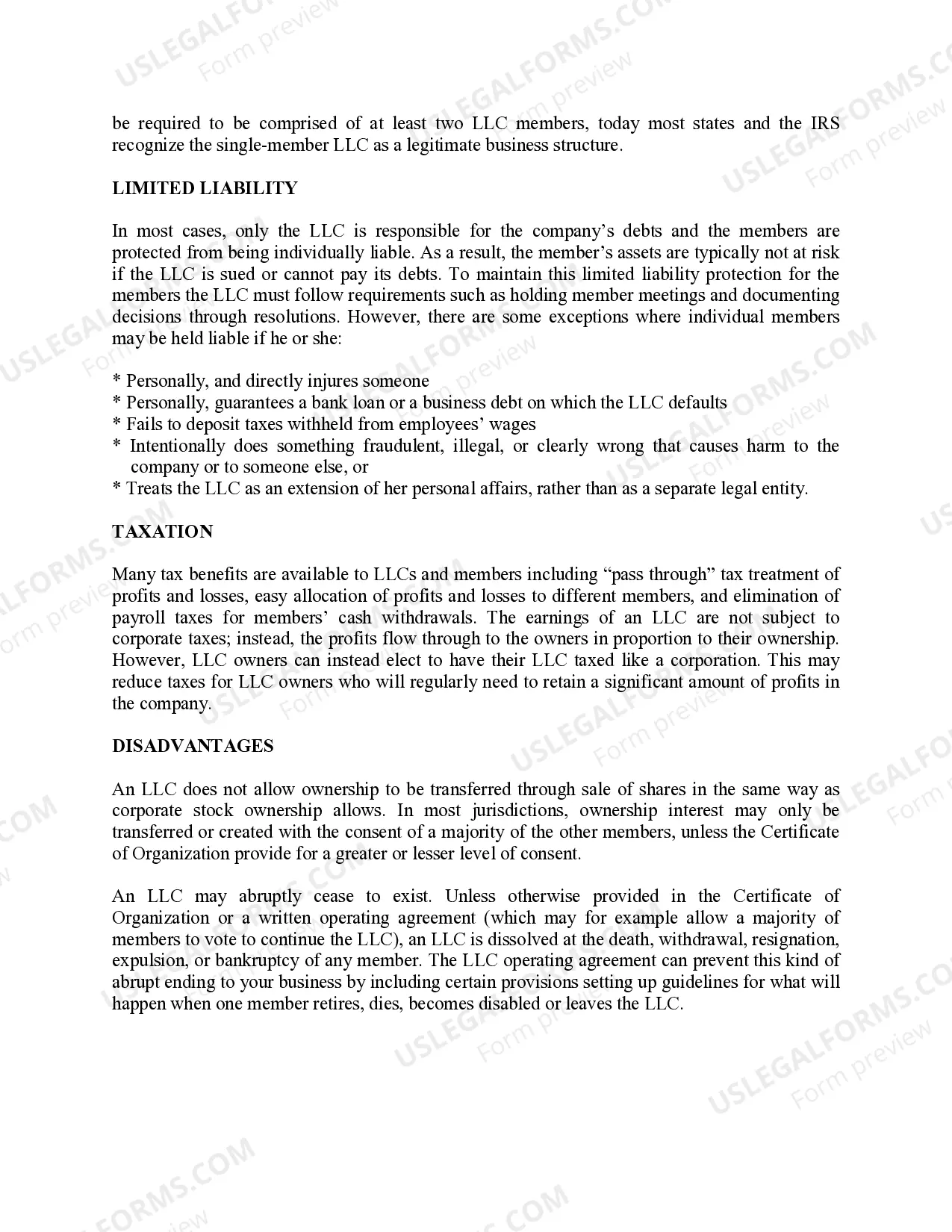 Preview Pennsylvania Limited Liability Company LLC Formation Package