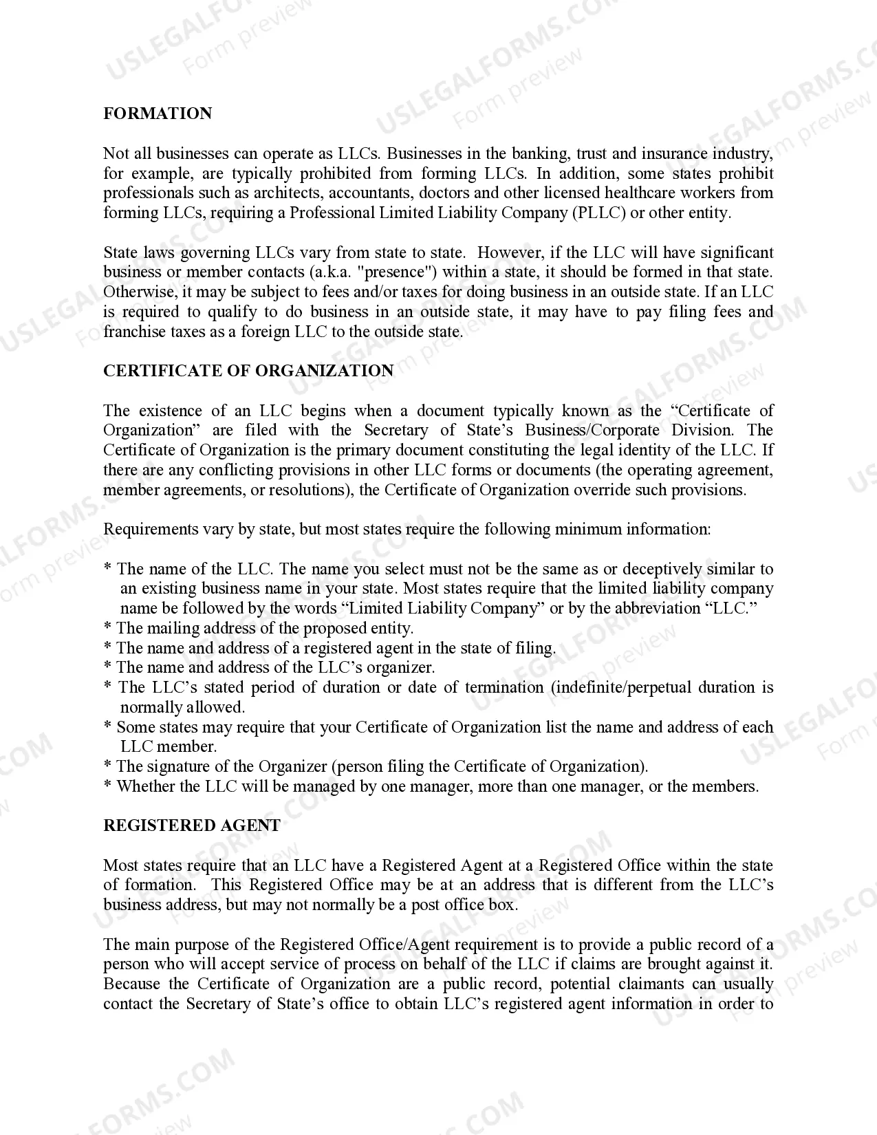 Preview Pennsylvania Limited Liability Company LLC Formation Package