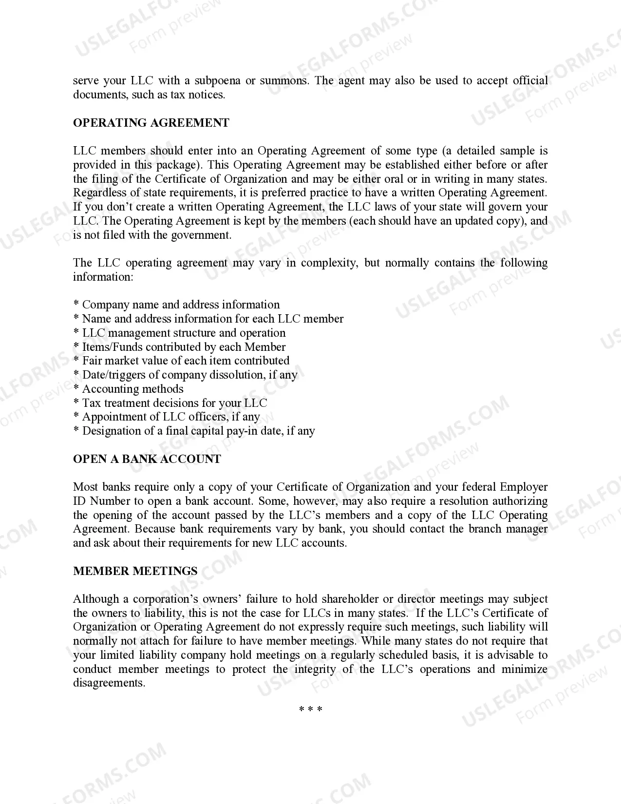 Preview Pennsylvania Limited Liability Company LLC Formation Package