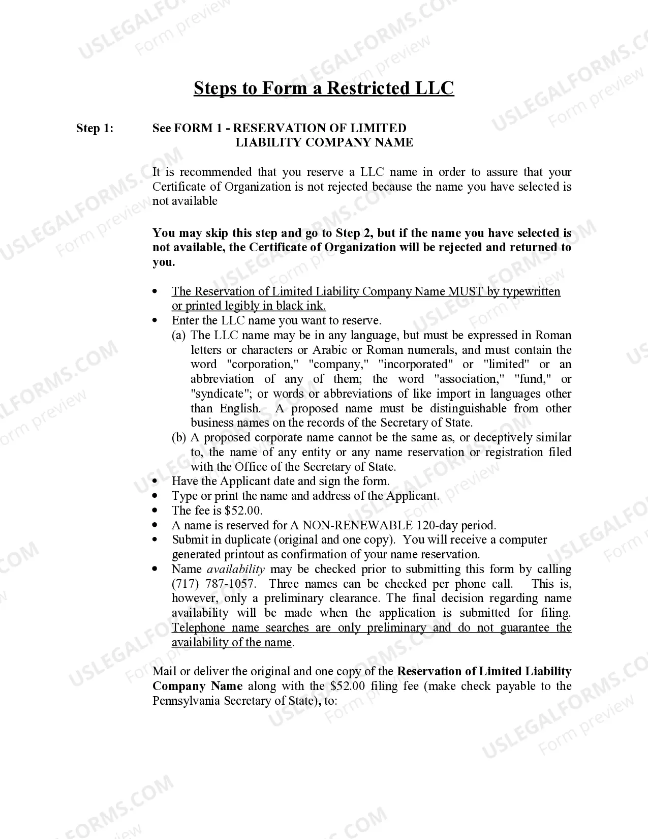 Preview Pennsylvania Professional Limited Liability Company PLLC Formation Package