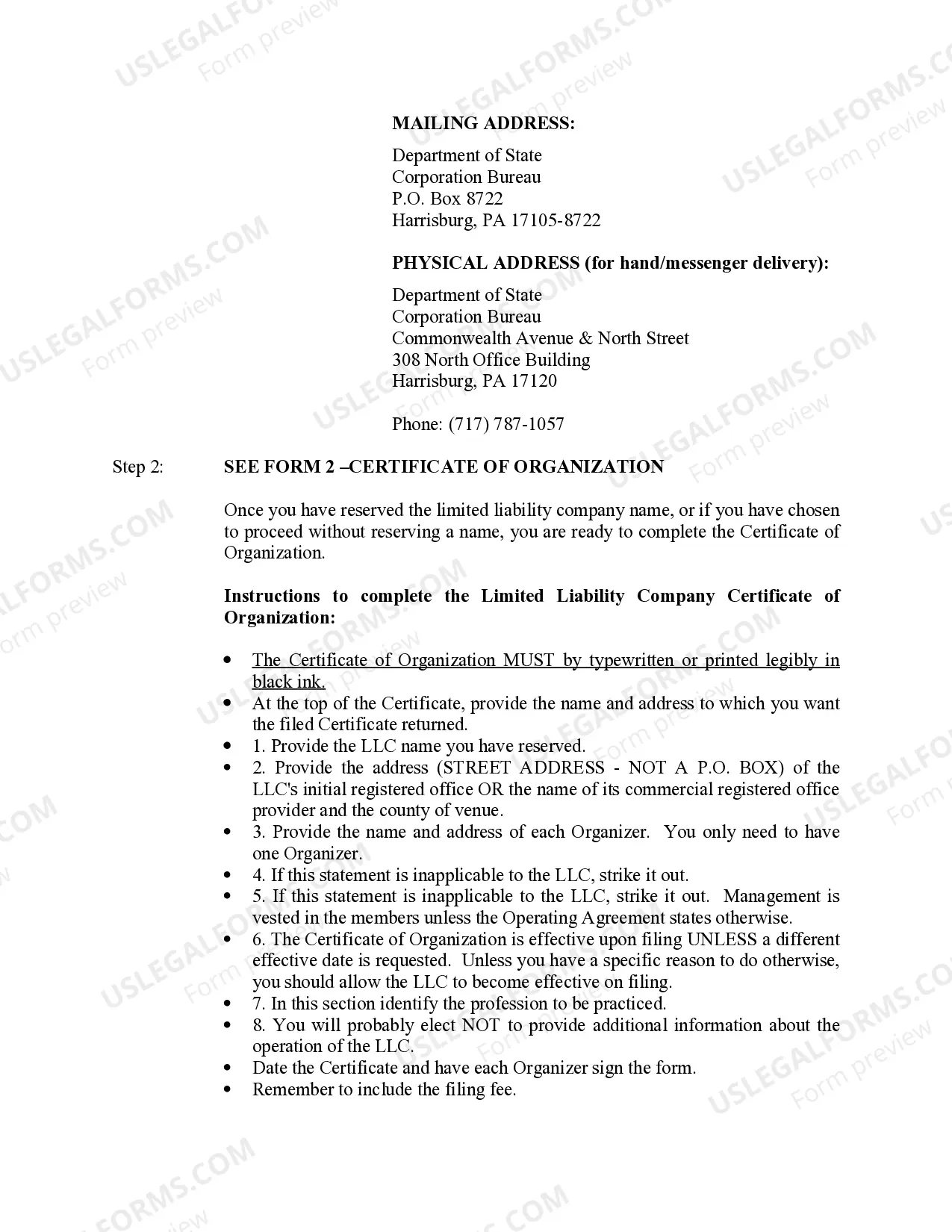 Preview Pennsylvania Professional Limited Liability Company PLLC Formation Package