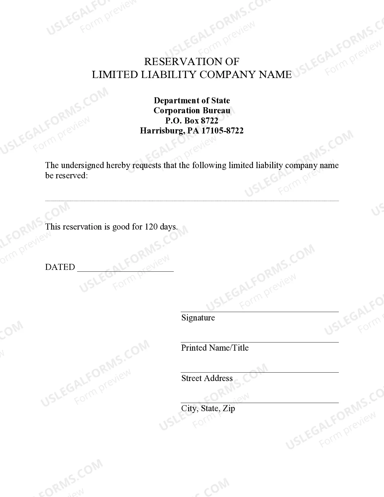 Preview Pennsylvania Professional Limited Liability Company PLLC Formation Package