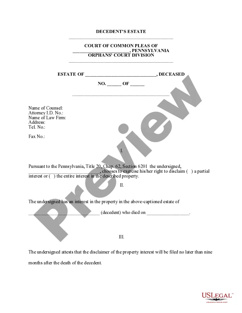 Get Renunciation And Disclaimer of Property Received by Intestate Succession Preview Renunciation And Disclaimer of Property Received by Intestate Succession