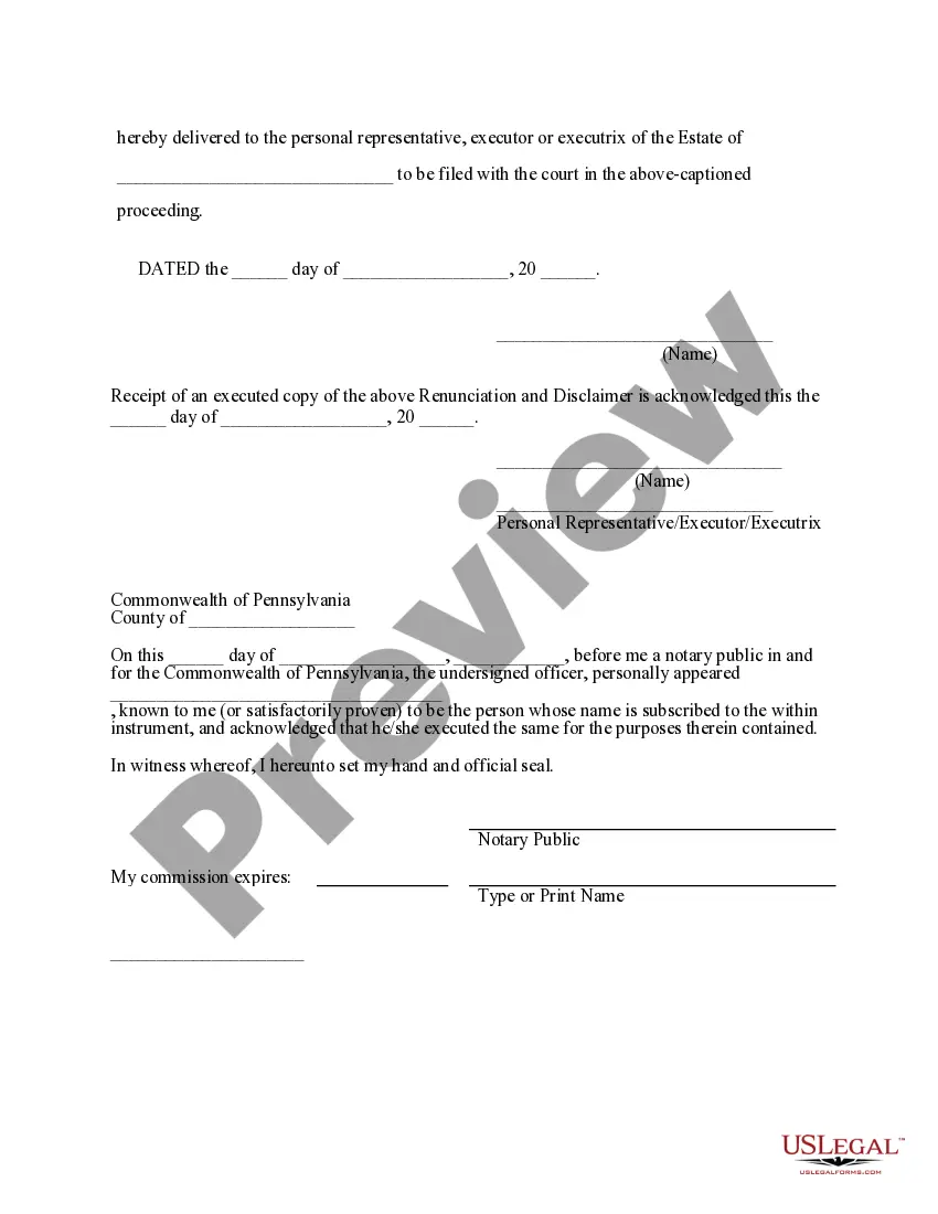 Get Renunciation And Disclaimer of Property Received by Intestate Succession Preview Renunciation And Disclaimer of Property Received by Intestate Succession