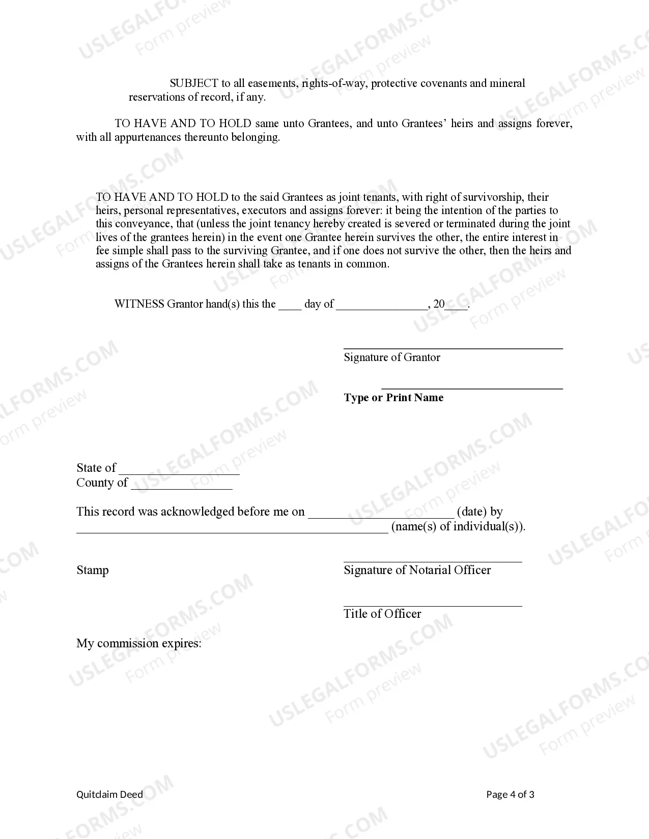 Preview Quitclaim Deed from Individual to Husband and Wife