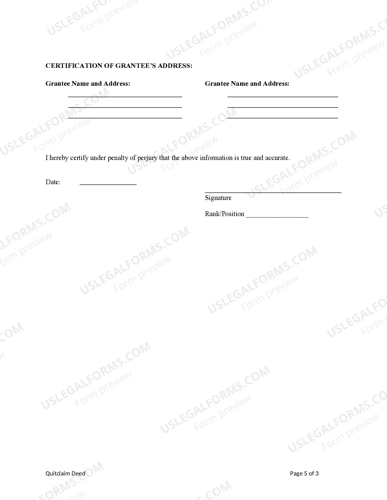 Preview Quitclaim Deed from Individual to Husband and Wife