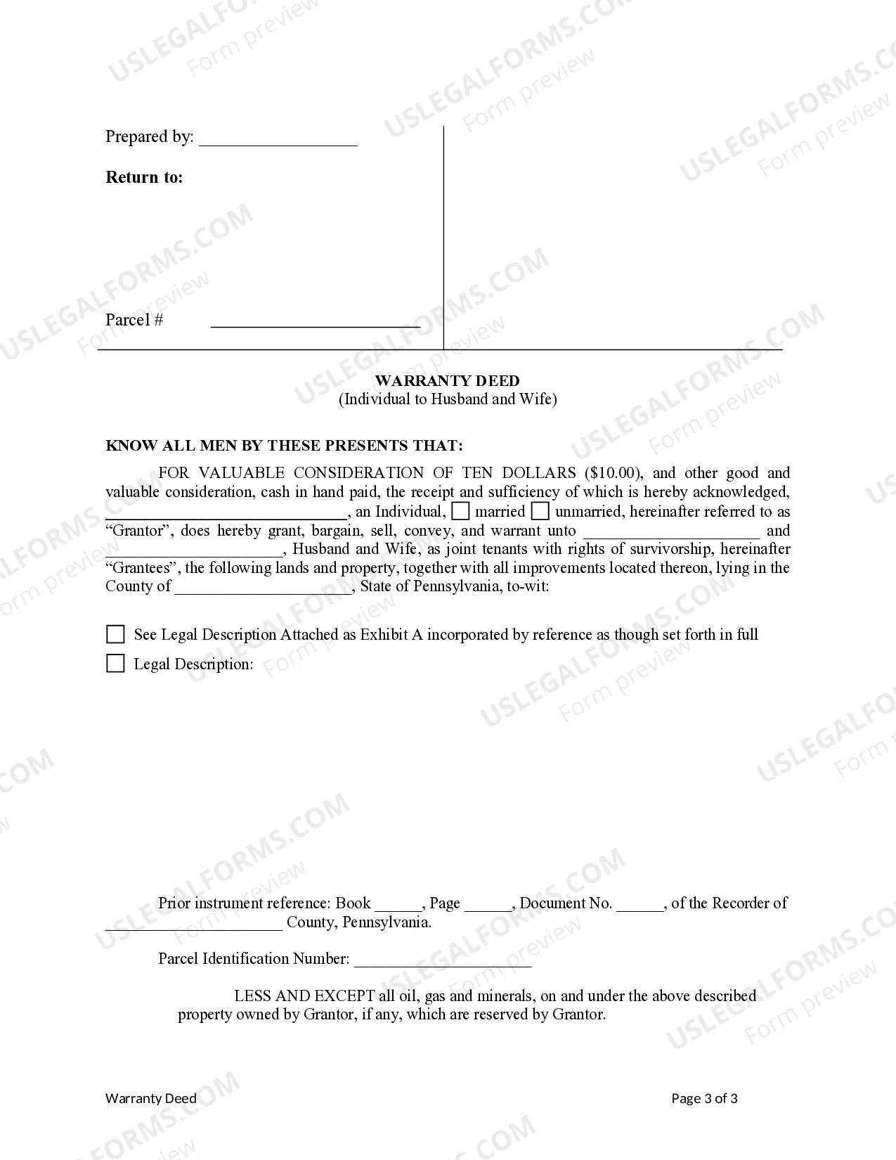 Preview Warranty Deed from Individual to Husband and Wife