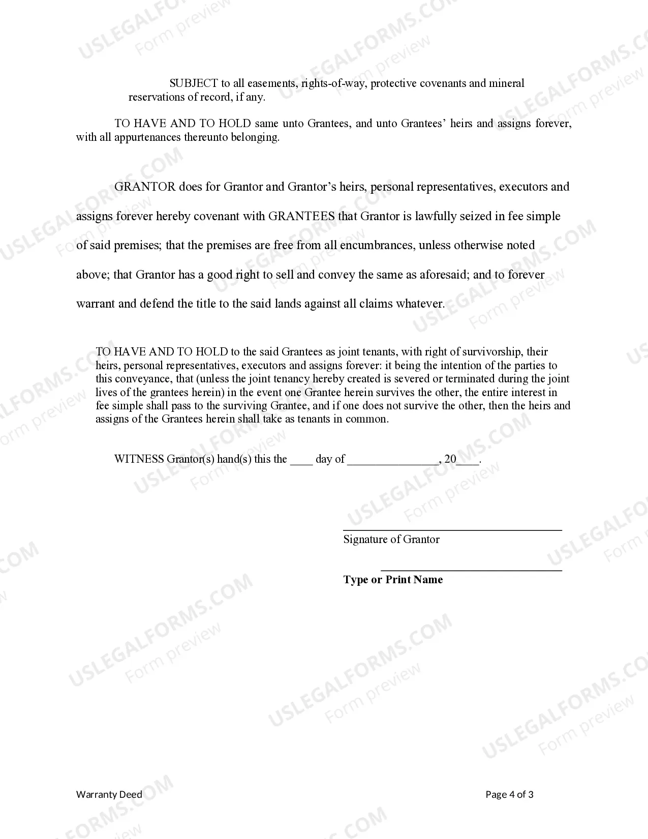 Preview Warranty Deed from Individual to Husband and Wife
