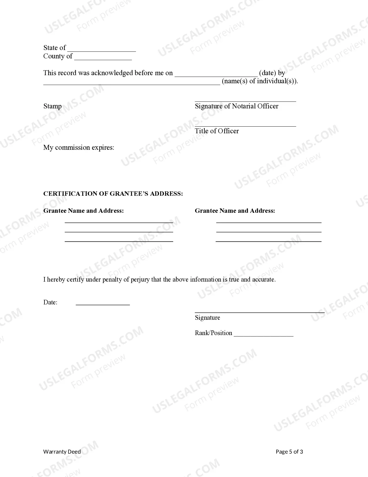 Preview Warranty Deed from Individual to Husband and Wife