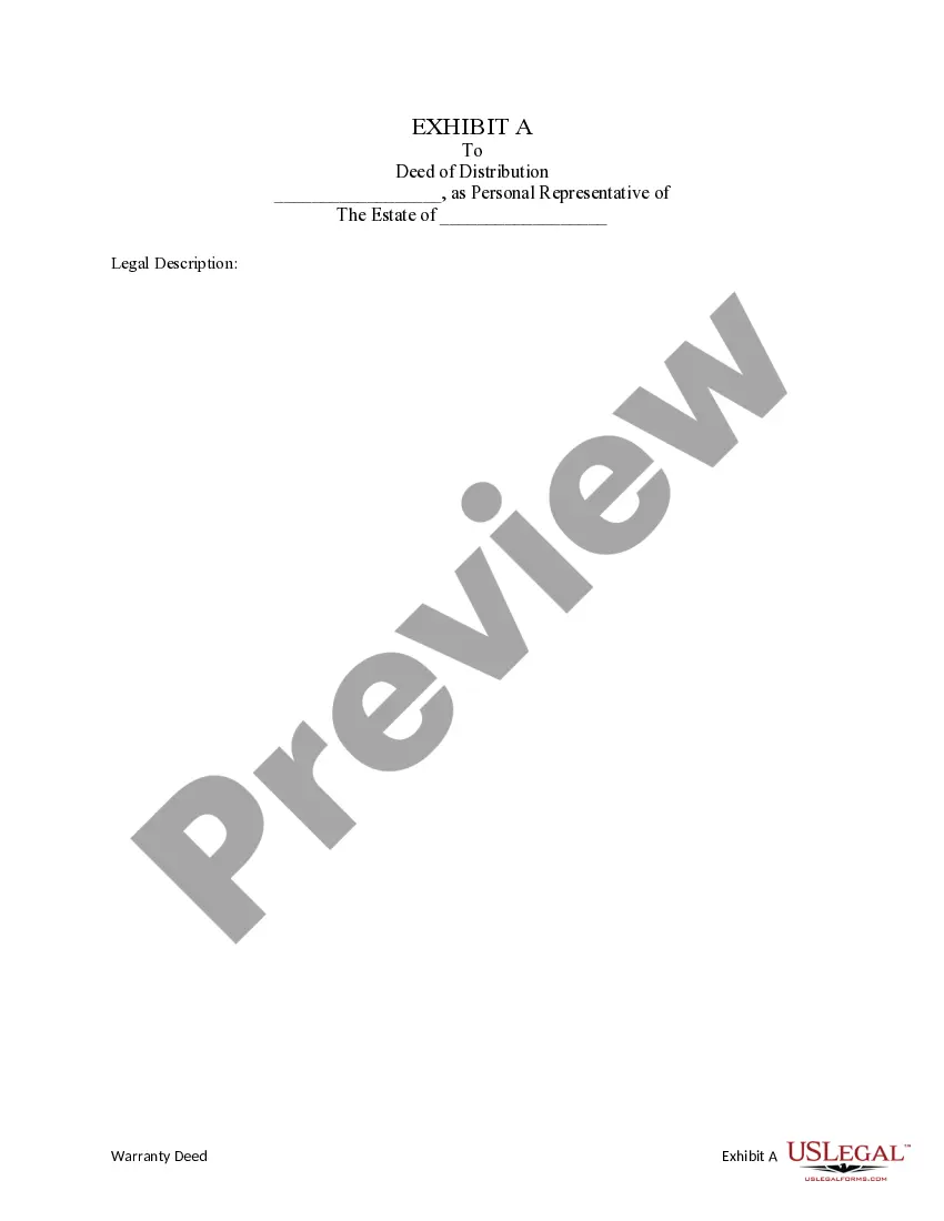 Get Deed of Distribution - Executor / Personal Representative to Individual Preview Deed of Distribution - Executor / Personal Representative to Individual