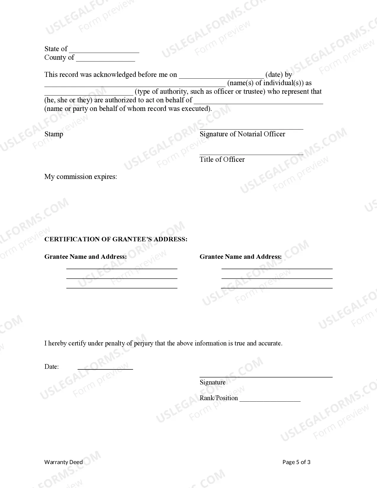 Preview Warranty Deed from Corporation to Husband and Wife