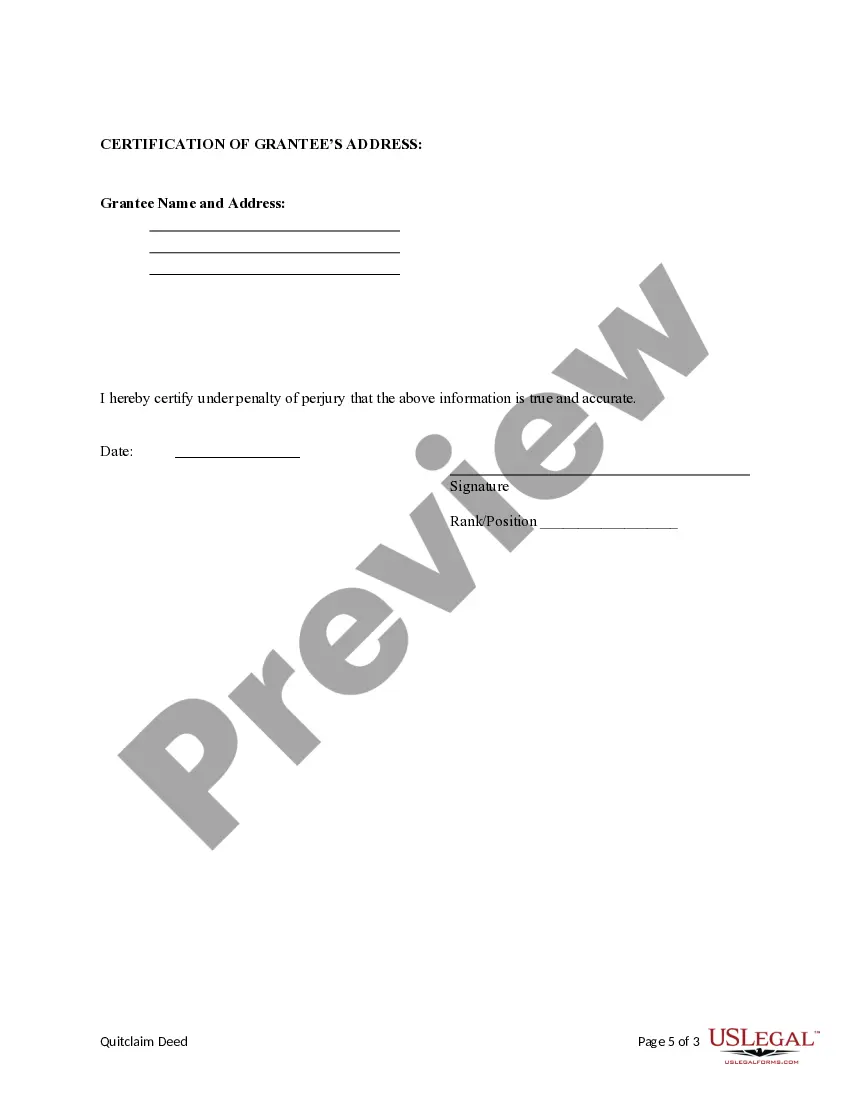 Preview Quitclaim Deed from Corporation to Individual
