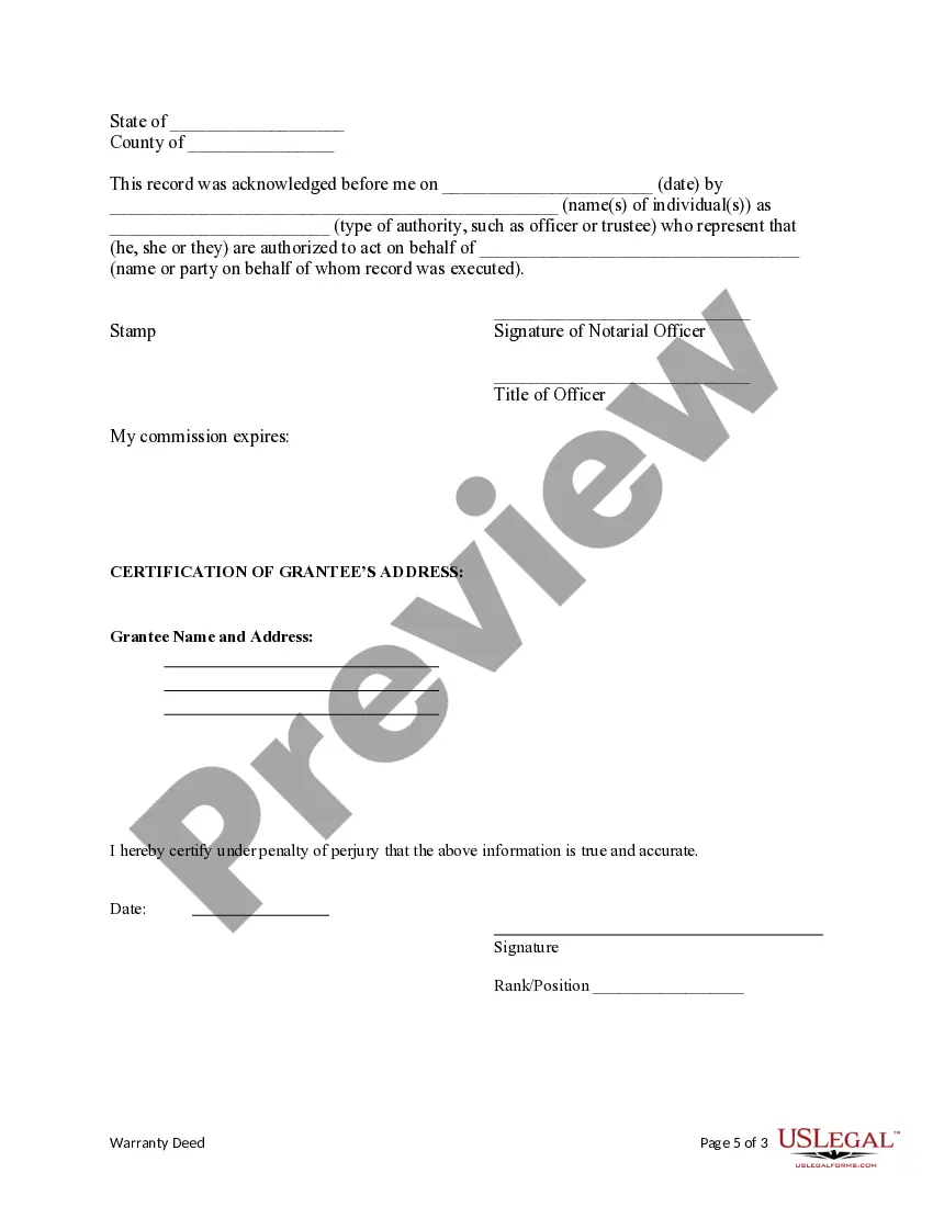 Preview Warranty Deed from Corporation to Individual