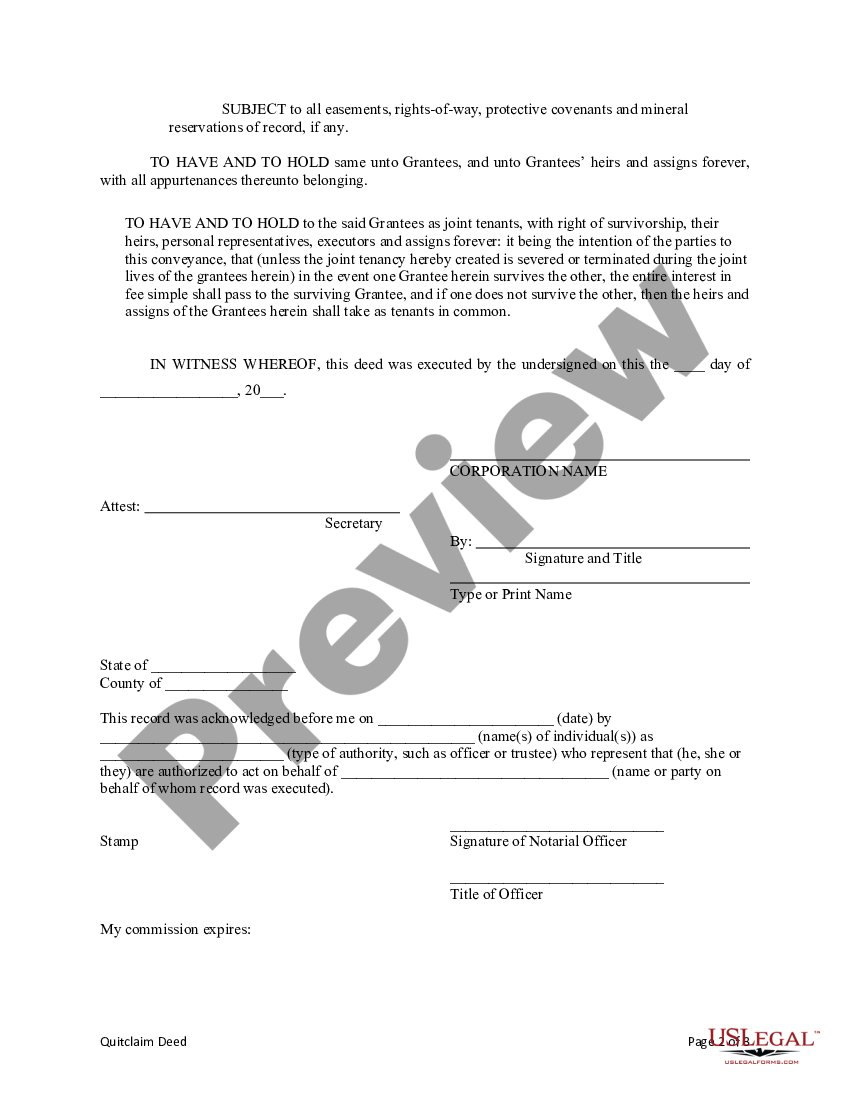 Pennsylvania Quitclaim Deed From Corporation To Two Individuals Us Legal Forms 7676