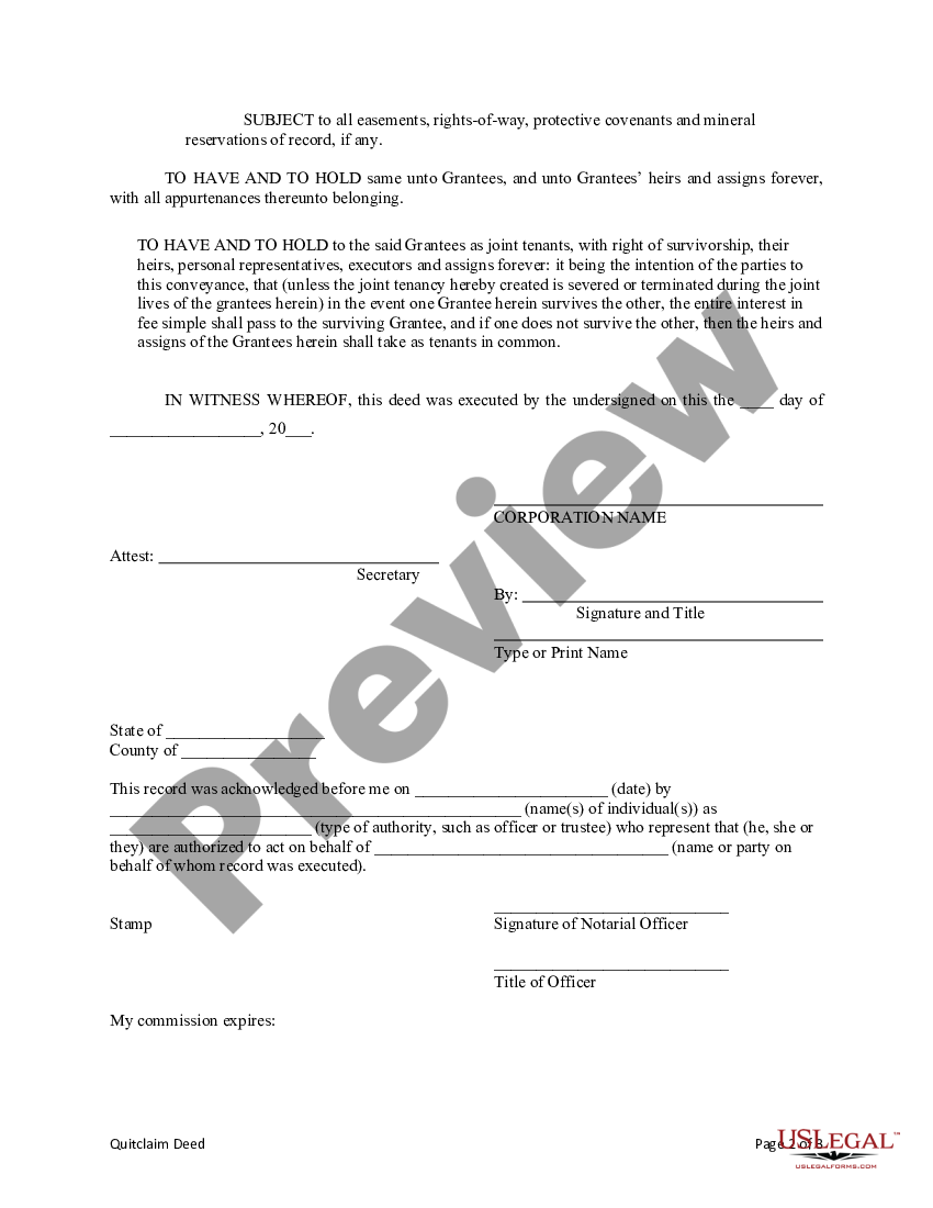 Pennsylvania Quitclaim Deed From Corporation To Two Individuals Us Legal Forms 3948