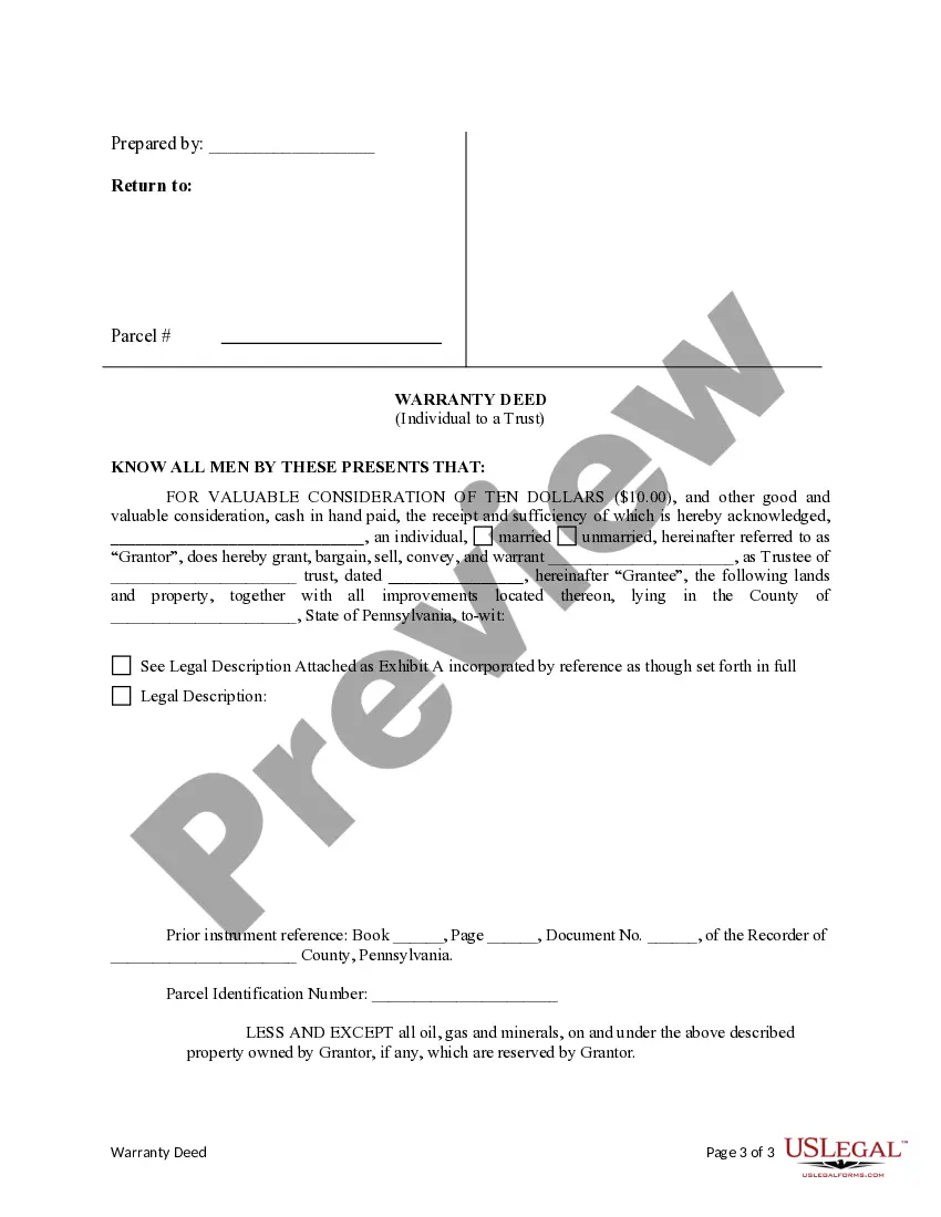 Get Warranty Deed from Individual to a Trust Preview Warranty Deed from Individual to a Trust