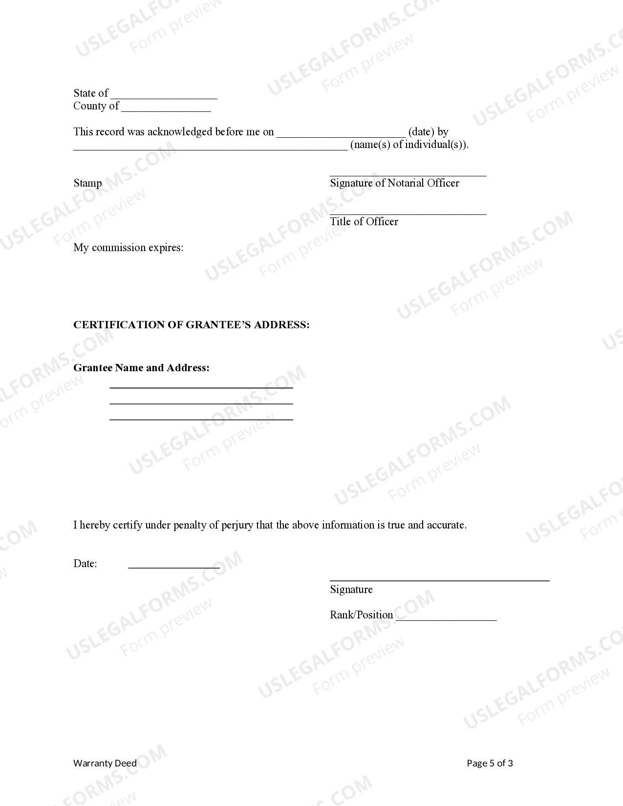 Preview Warranty Deed from Husband and Wife to a Trust