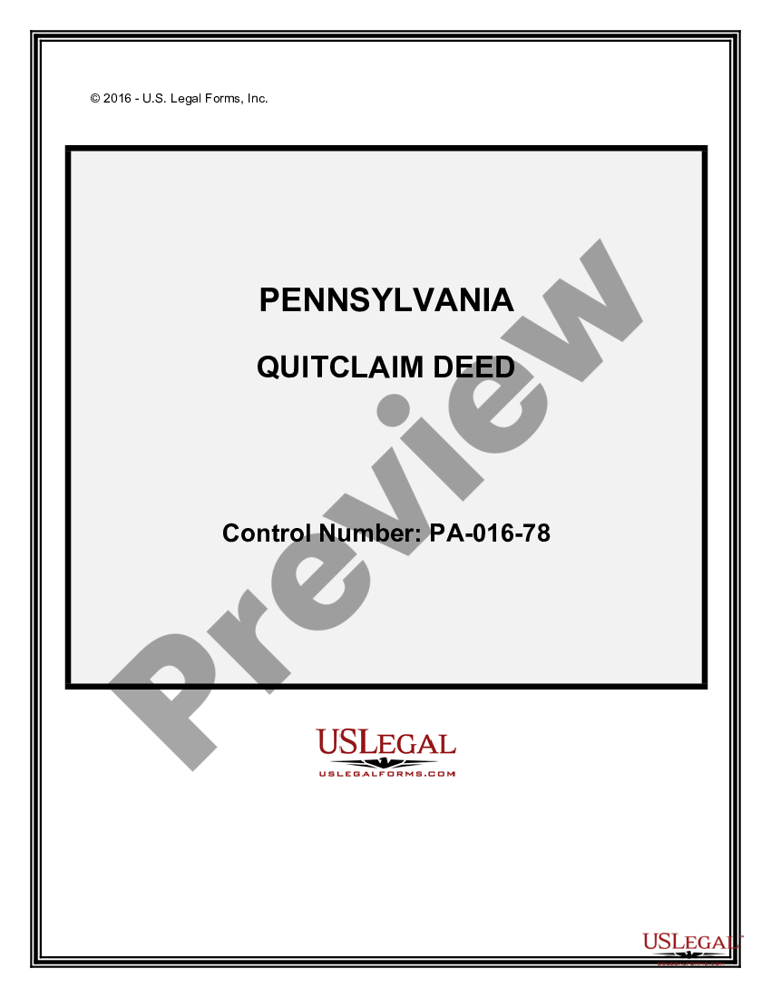 Pennsylvania Quitclaim Deed From Individual To Himself And Wife Quit Claim Deed Pa Us Legal 9182