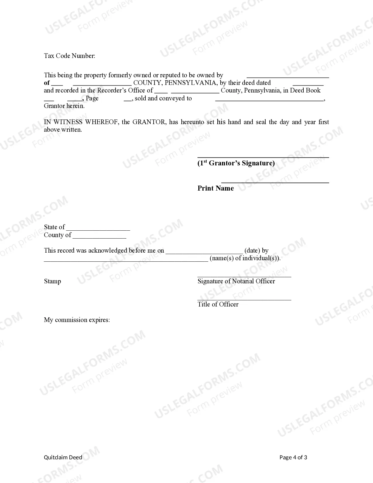 Preview Quitclaim Deed from Individual to Himself and Wife