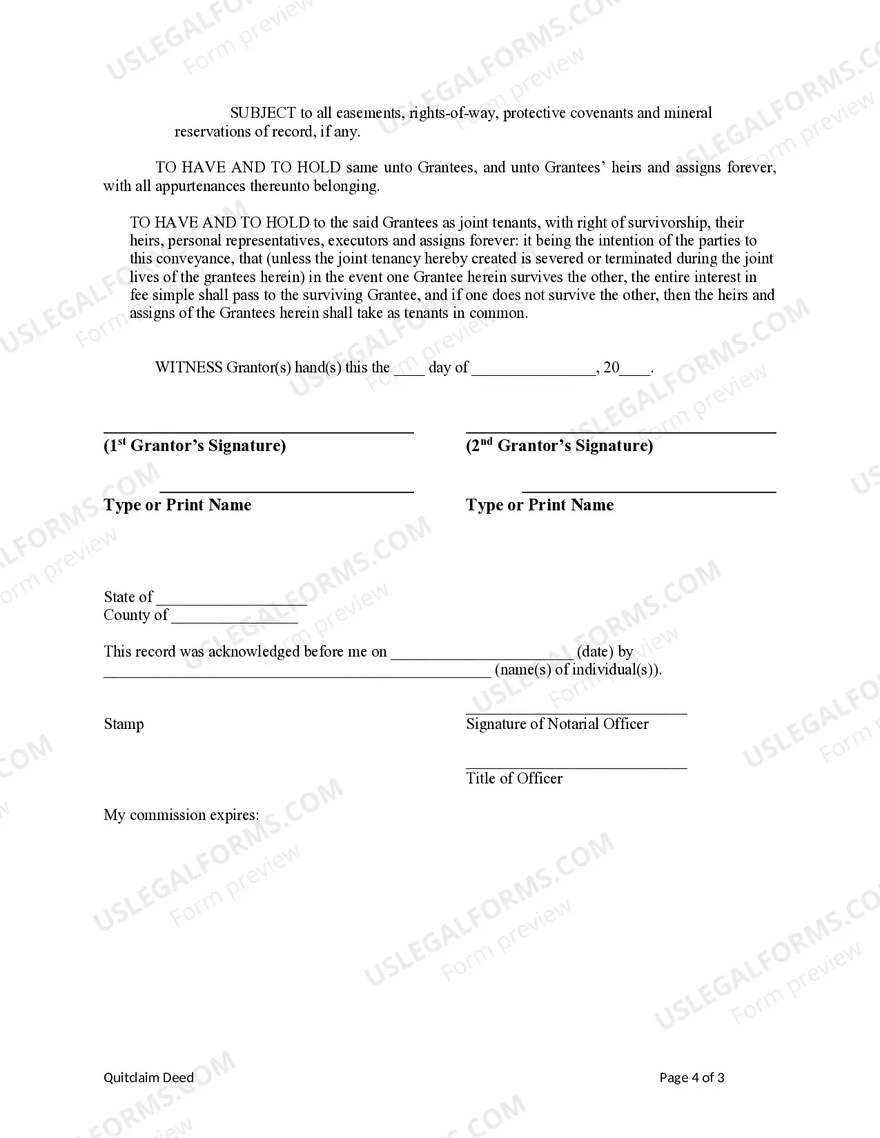 Preview Quitclaim Deed from Husband and Wife to Husband and Wife