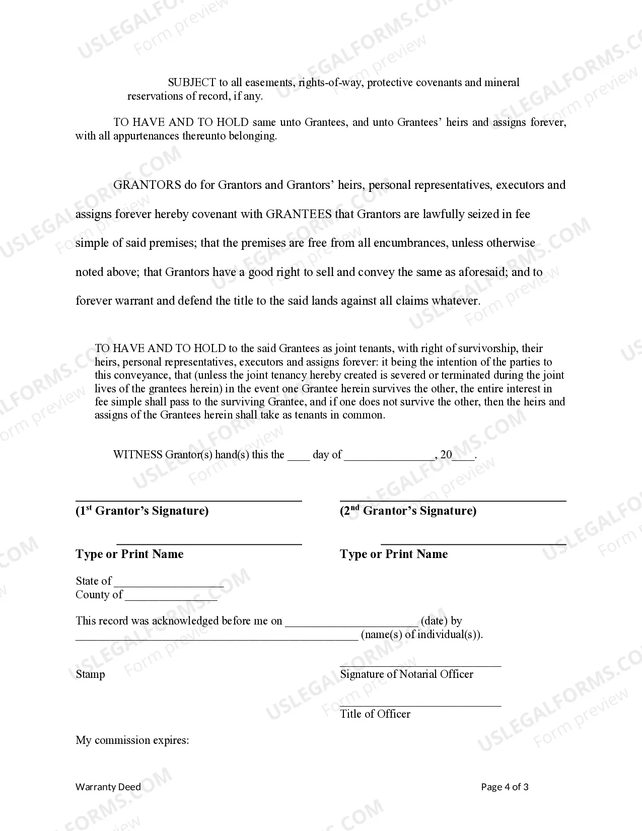 Preview Warranty Deed from Husband and Wife to Husband and Wife