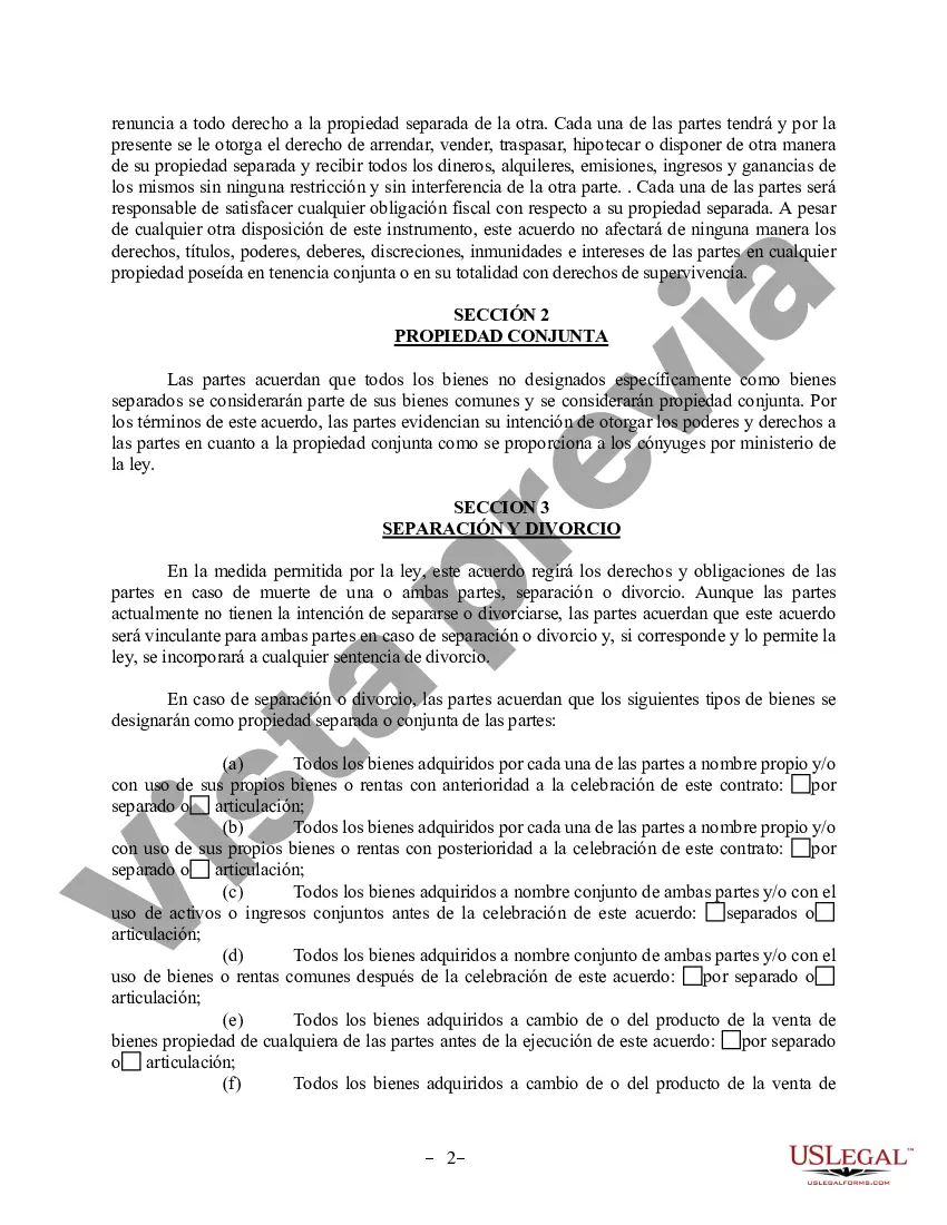 Preview Acuerdo de propiedad posnupcial - Pensilvania