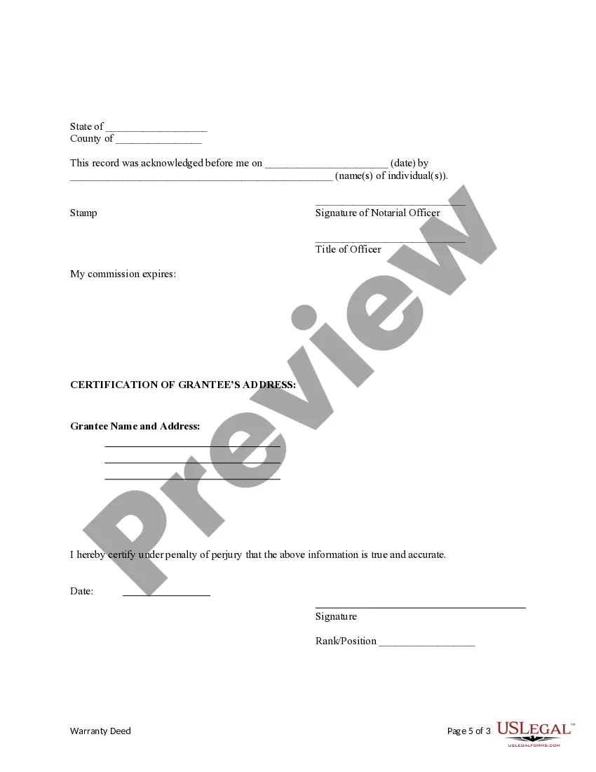 Preview Warranty Deed from Husband and Wife to an Individual