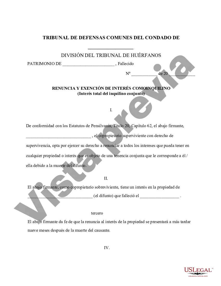Preview Renuncia y renuncia de tenencia conjunta o interés de tenencia